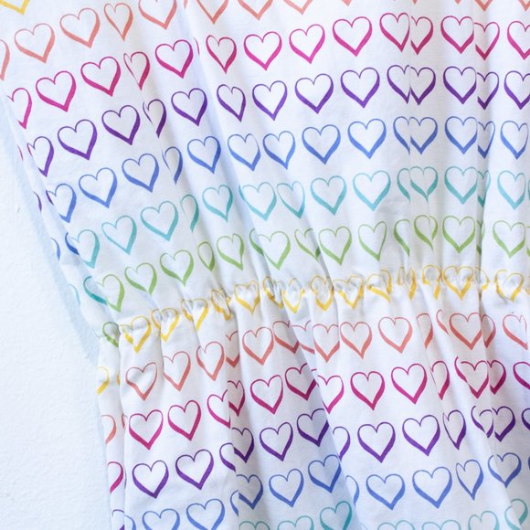 rainbow dress, heart print handmade dress - Picture 4 of 8